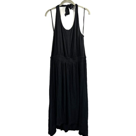 Old Navy Women's Dress Size XL Solid Black Halter Tie 100% Rayon Pullover - Picture 1 of 6